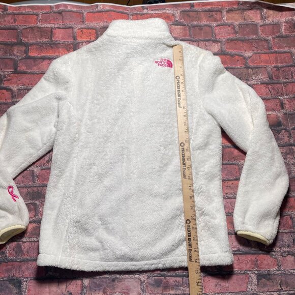 The North Face Womens M White Osito Fleece Jacket Plush Full Zip Pink Logo Y2K - Picture 6 of 7